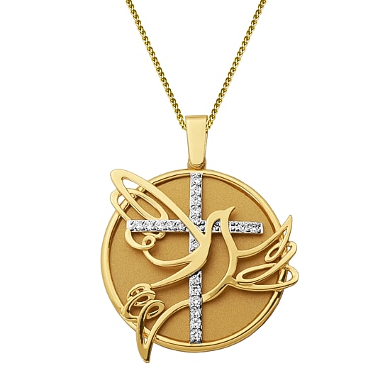 5X Magnifying Dove Womens 1 CT. T.W. Cubic Zirconia Pure Silver Over Brass Cross Pendant Necklace