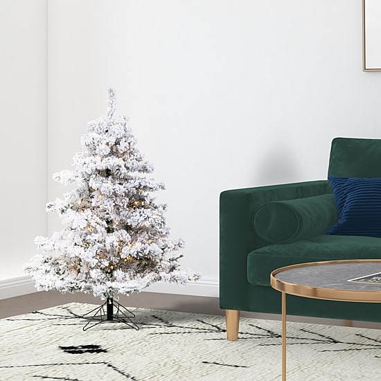 Vickerman 4 1/2 Foot Pre-Lit Flocked Christmas Tree