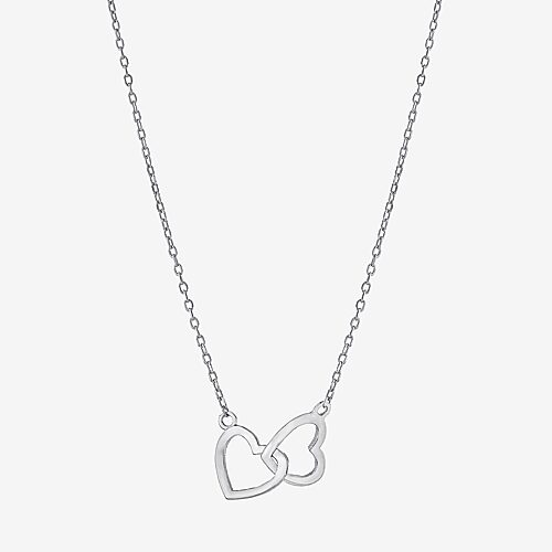 Silver Treasures Womens Sterling Silver Heart 16 Inch Pendant Necklace, One Size