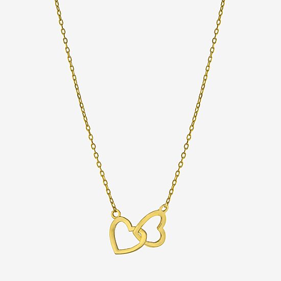 Silver Treasures Womens 14K Gold Over Silver Heart 16 Inch Pendant Necklace