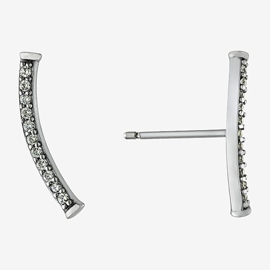 Silver Treasures Womens Cubic Zirconia Sterling Silver Ear Climbers
