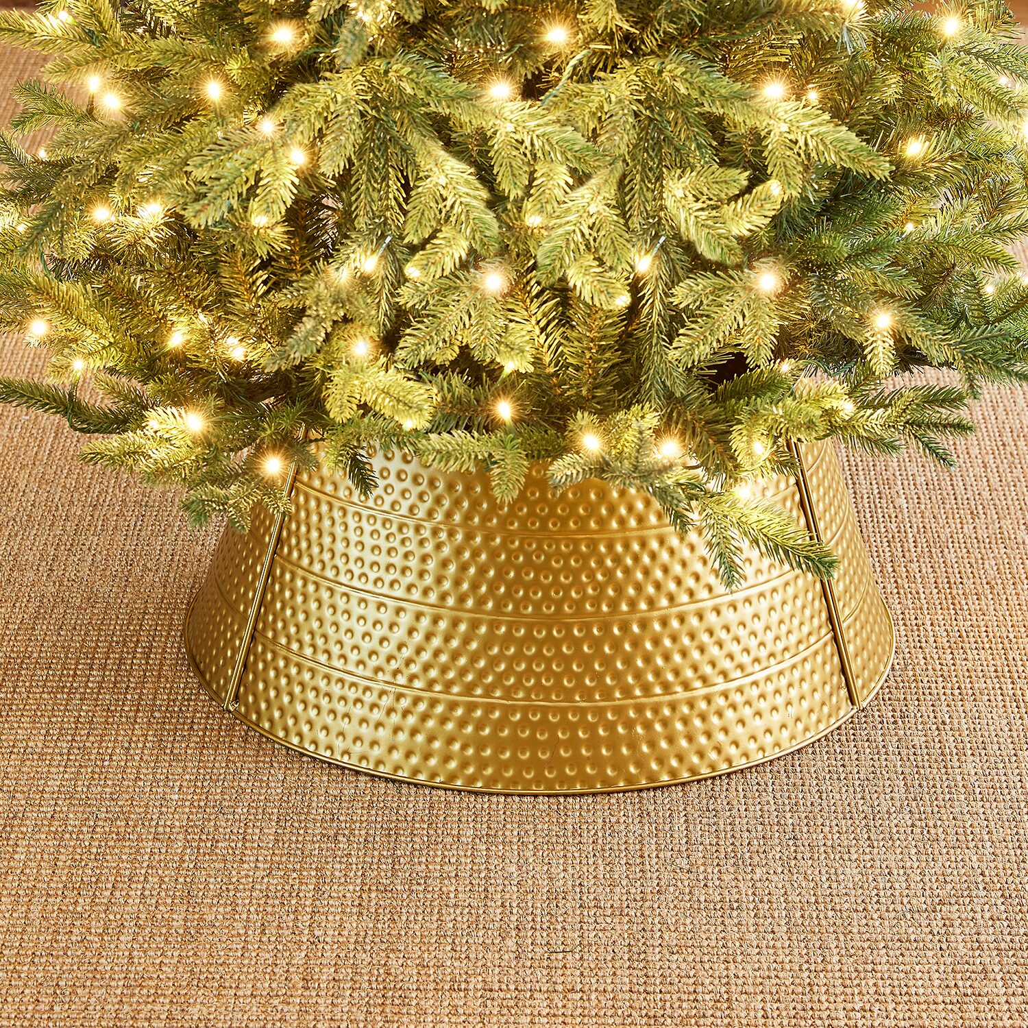 Glitzhome 22" Gold Hammered Metal Christmas Tree Collar