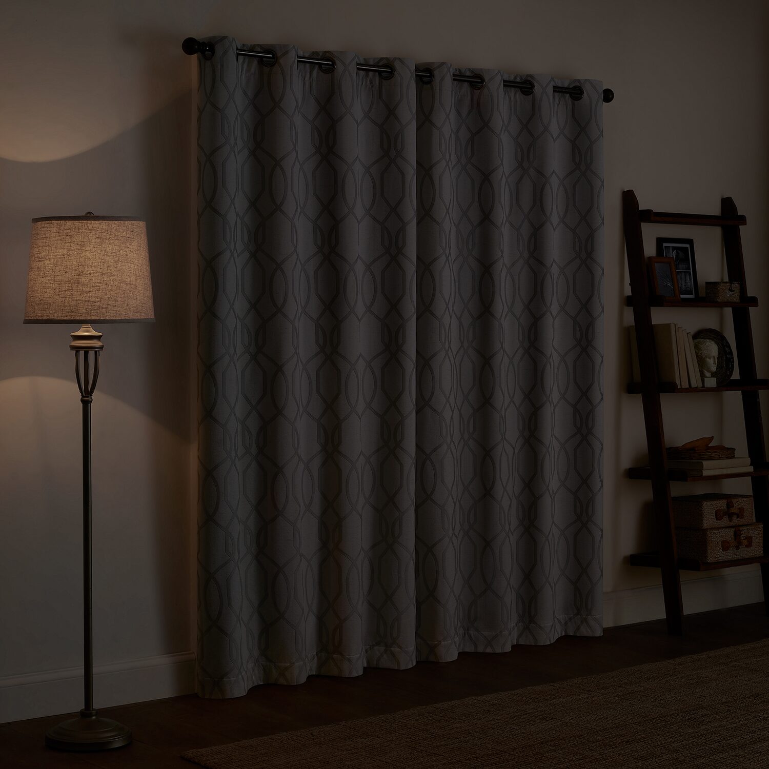 Eclipse Ambiance Lattice Draft Stopper Grommet Top Energy Saving 100% Blackout Single Curtain Panel