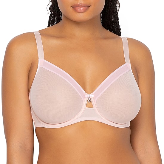 Curvy Couture Sheer Mesh Full Coverage Unlined Underwire Bra - 1311