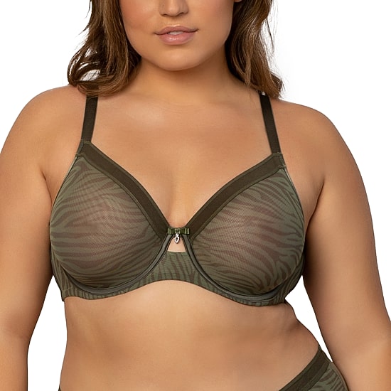 Curvy Couture Sheer Mesh Full Coverage Unlined Underwire Bra - 1311