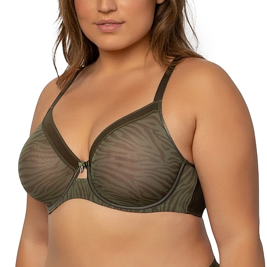 Curvy Couture Sheer Mesh Full Coverage Unlined Underwire Bra - 1311