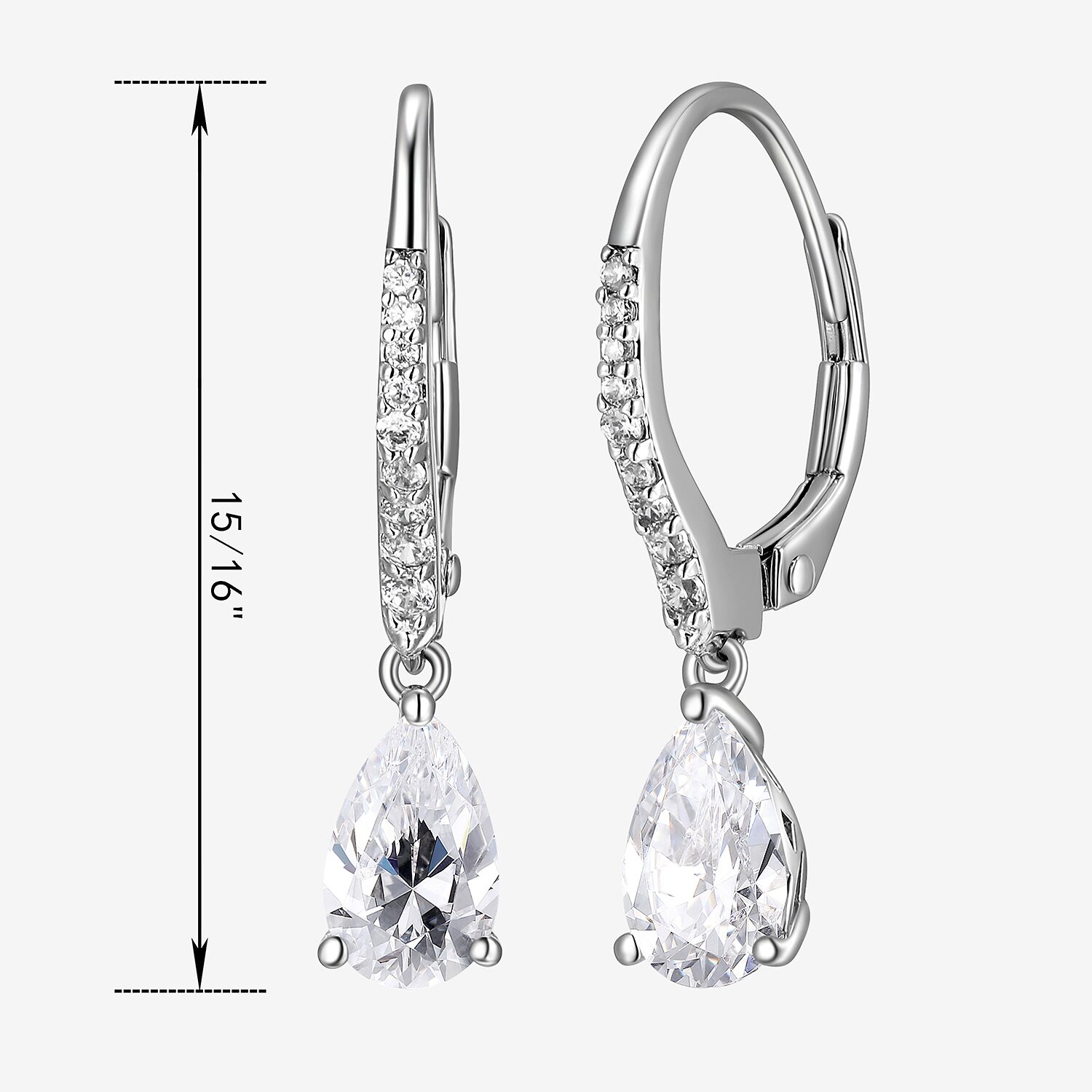 Womens 2 3/4 CT. T.W. Cubic Zirconia Sterling Silver Pear Drop Earrings