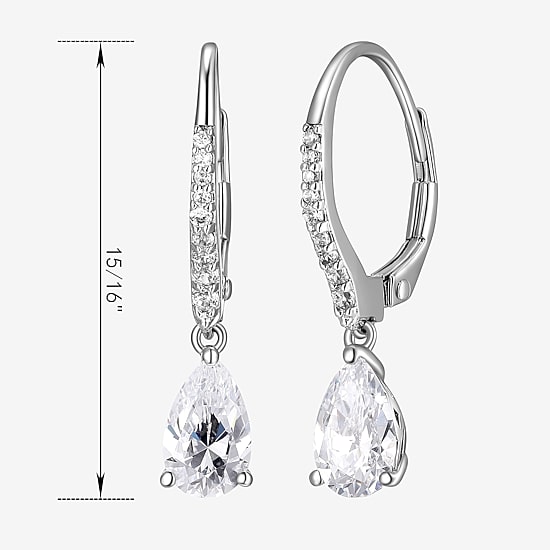 Womens 2 3/4 CT. T.W. Cubic Zirconia Sterling Silver Pear Drop Earrings