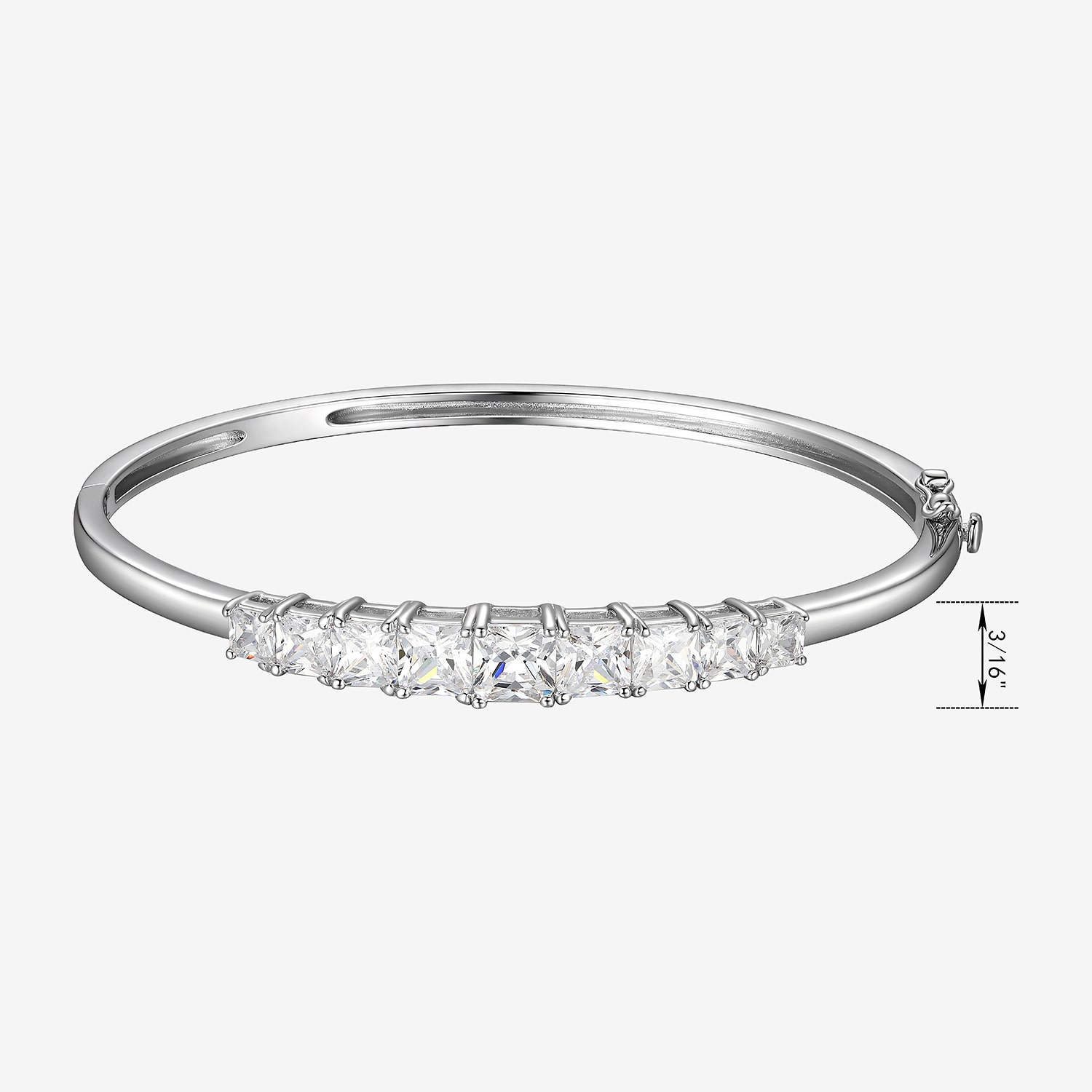 Womens Cubic Zirconia Sterling Silver Oval Bangle Bracelet