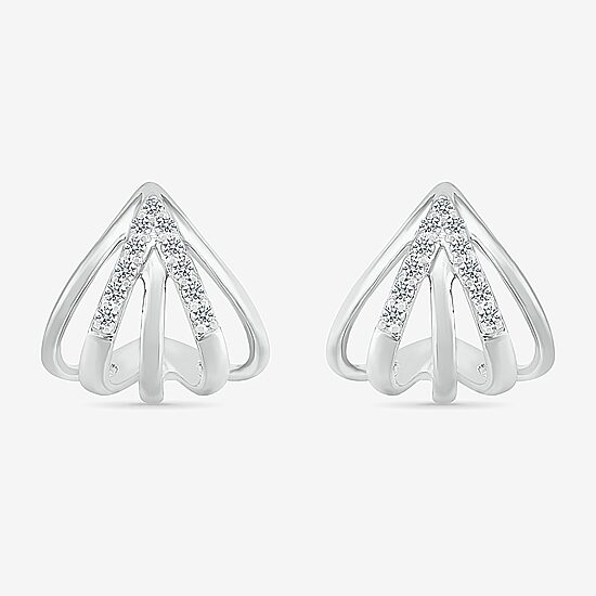 1/8 CT. T.W. Natural White Diamond Sterling Silver 12mm Stud Earrings