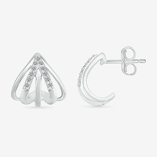 1/8 CT. T.W. Natural White Diamond Sterling Silver 12mm Stud Earrings