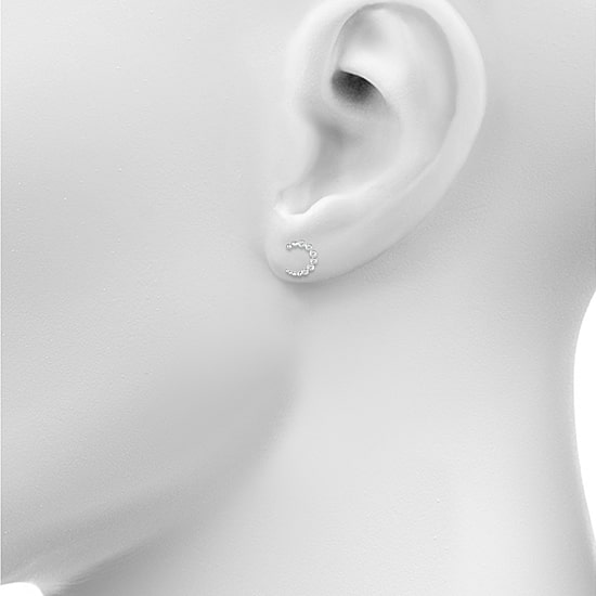 1/6 CT. T.W. Natural White Diamond Sterling Silver 13.1mm Moon Stud Earrings