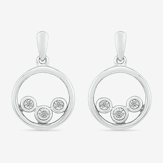Womens 1/3 CT. T.W. Natural White Diamond Sterling Silver Circle Drop Earrings