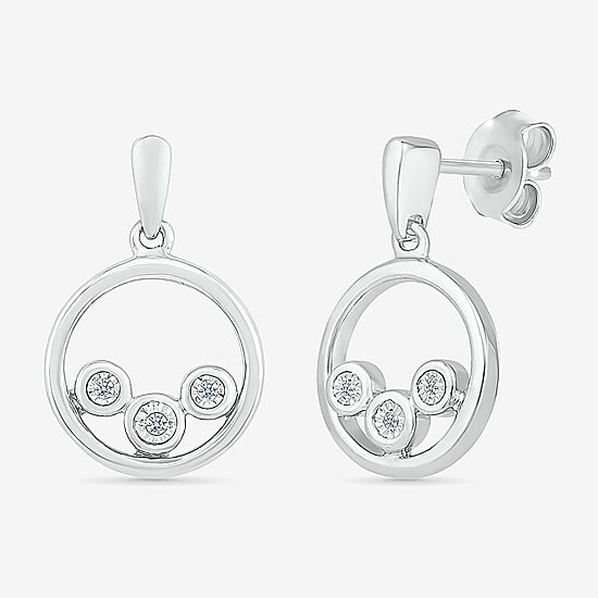 Womens 1/3 CT. T.W. Natural White Diamond Sterling Silver Circle Drop Earrings