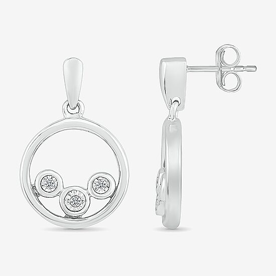 Womens 1/3 CT. T.W. Natural White Diamond Sterling Silver Circle Drop Earrings