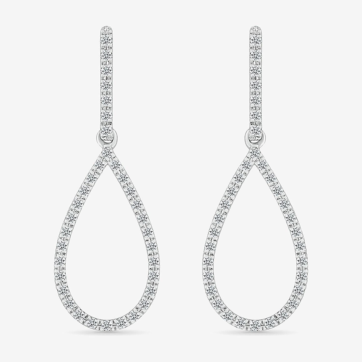 Womens 1/3 CT. T.W. Natural White Diamond Sterling Silver Pear Drop Earrings