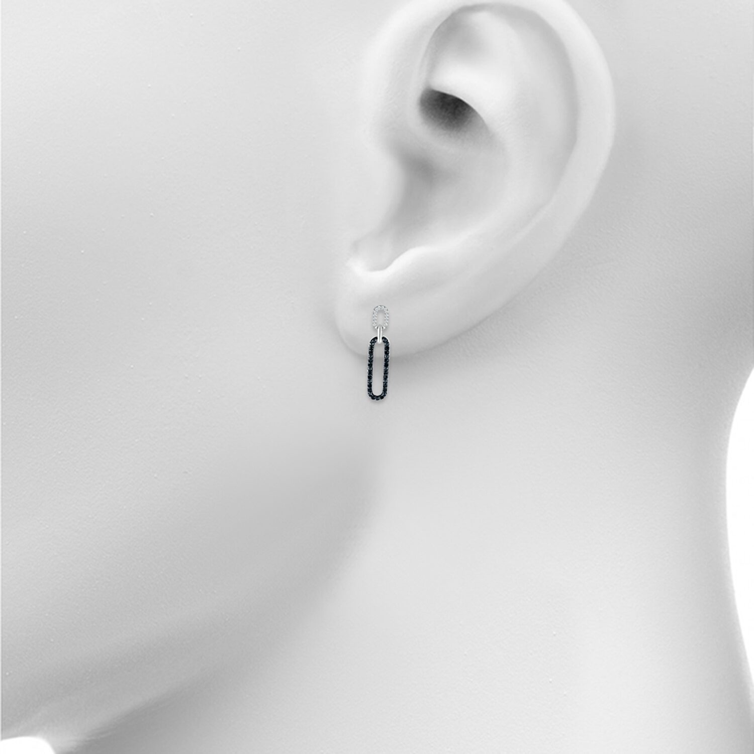 Womens 1/ CT. T.W. Natural Black Diamond Sterling Silver Paperclip Drop Earrings