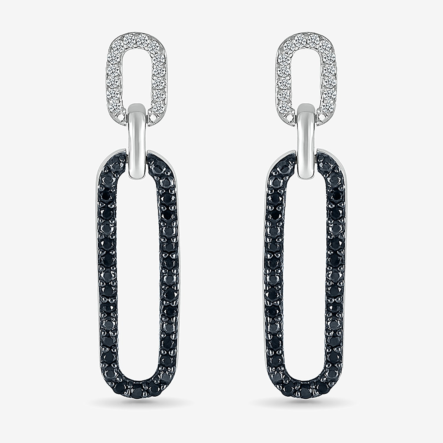 Womens 1/ CT. T.W. Natural Black Diamond Sterling Silver Paperclip Drop Earrings