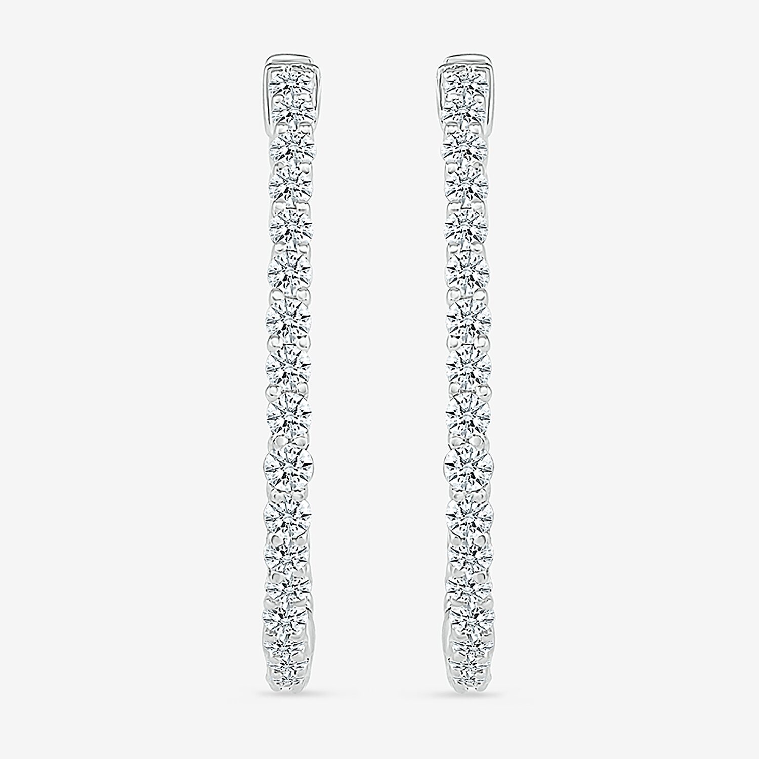 Womens 1 1/2 CT. T.W. Natural White Diamond Sterling Silver 26.5mm Hoop Earrings