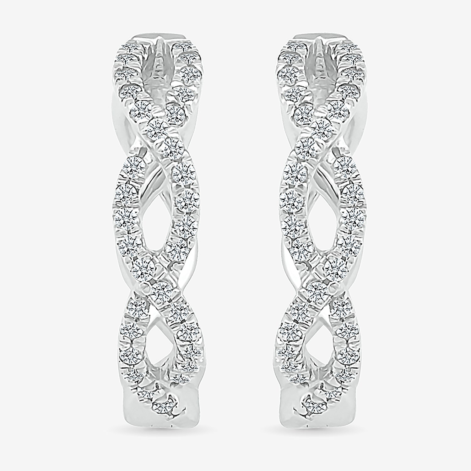 Womens 1/3 CT. T.W. Natural White Diamond Sterling Silver 17.2mm Infinity Hoop Earrings