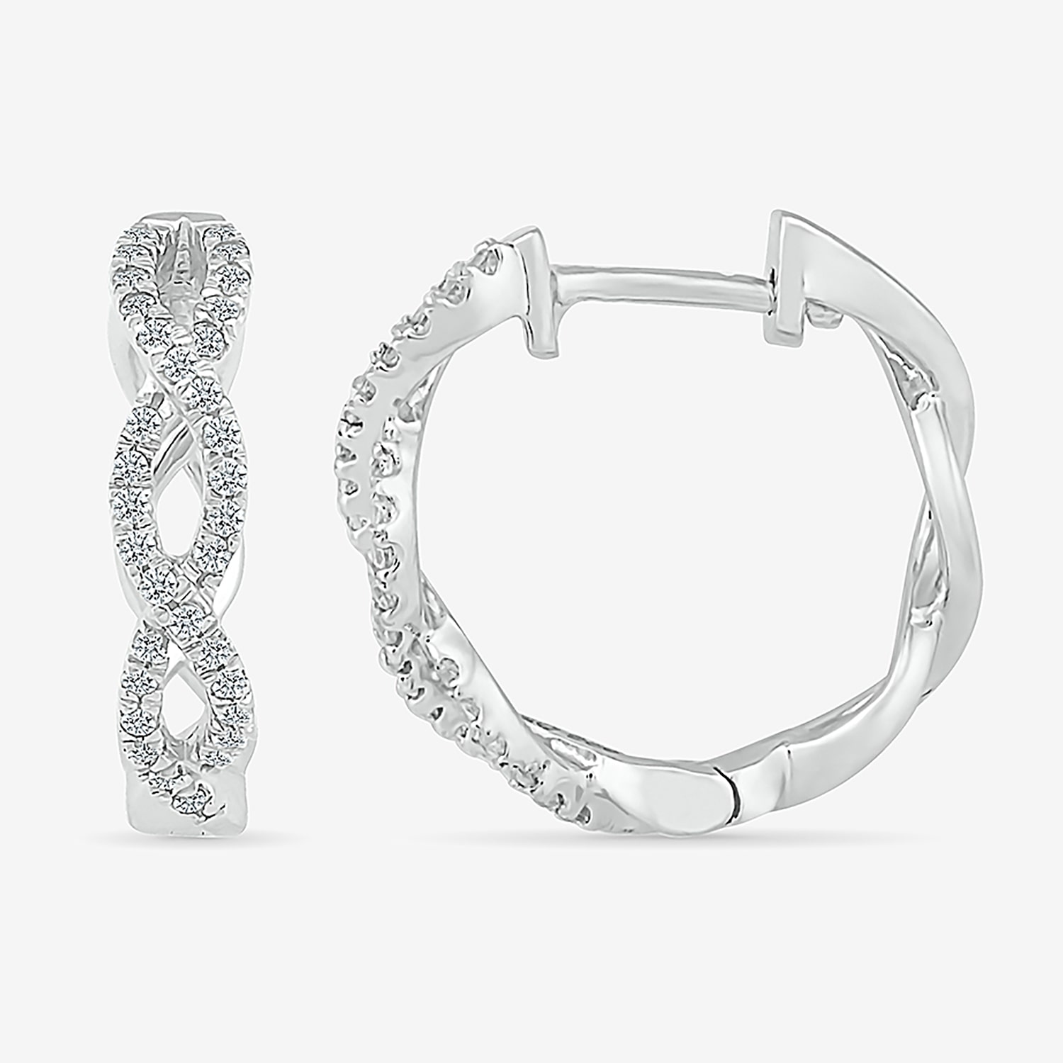 Womens 1/3 CT. T.W. Natural White Diamond Sterling Silver 17.2mm Infinity Hoop Earrings