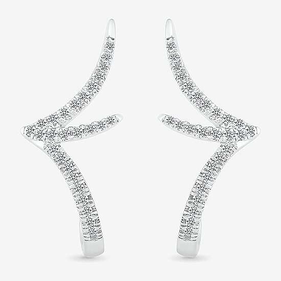 1/5 CT. Natural White Diamond Sterling Silver 20.8mm Stud Earrings