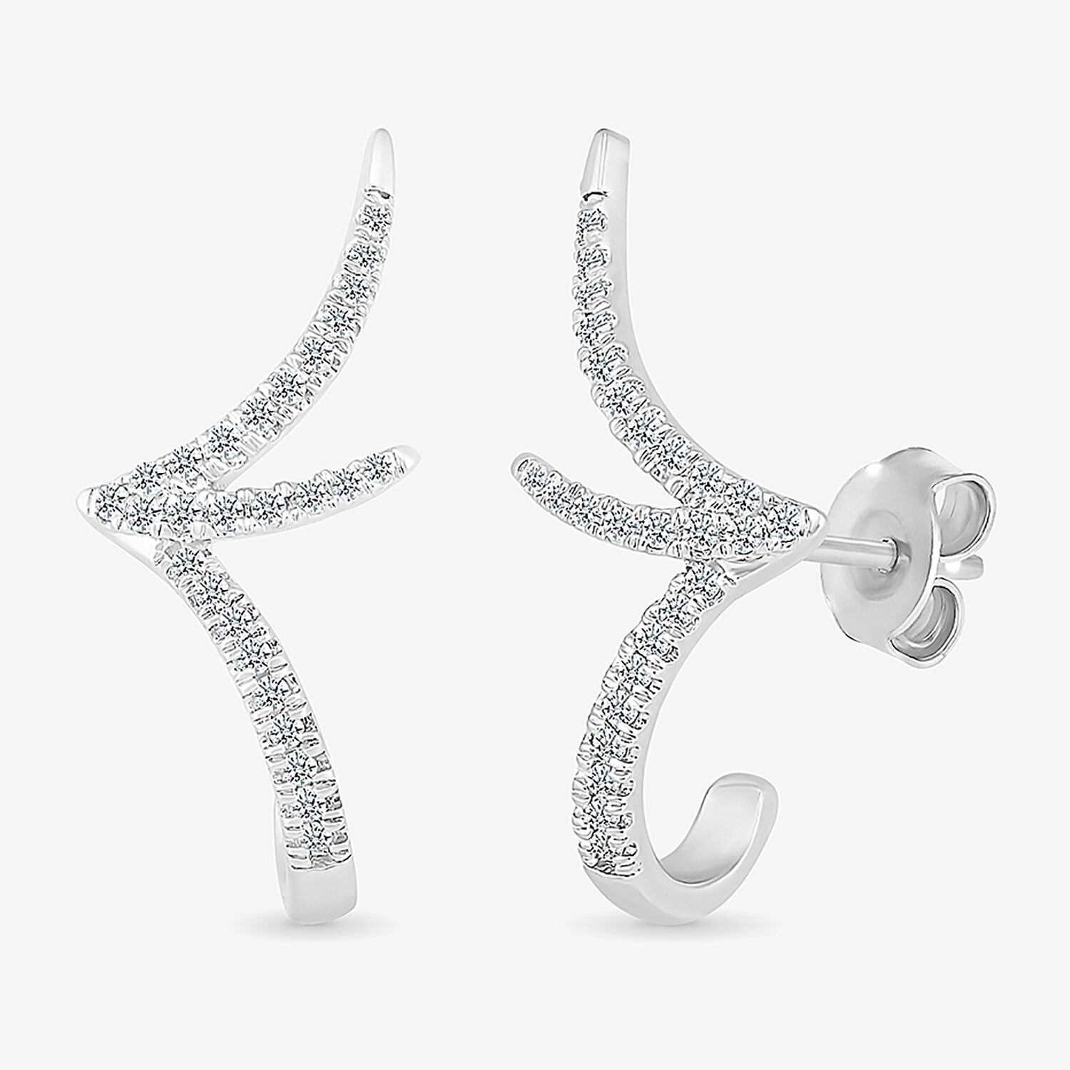 1/5 CT. Natural White Diamond Sterling Silver 20.8mm Stud Earrings