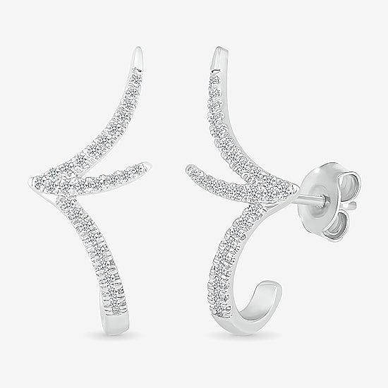 1/5 CT. Natural White Diamond Sterling Silver 20.8mm Stud Earrings