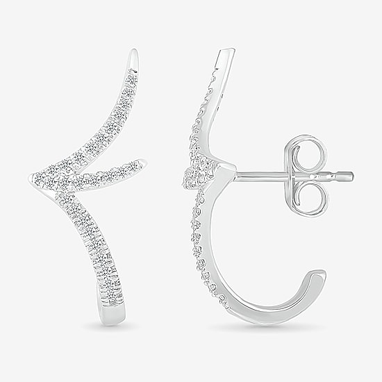1/5 CT. Natural White Diamond Sterling Silver 20.8mm Stud Earrings