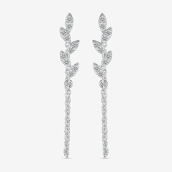 Front Back Womens 1/8 CT. T.W. Natural White Diamond Sterling Silver Drop Earrings