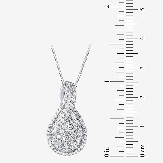 Diamond Blossom Womens 1 CT. T.W. Natural White Diamond 10K Gold Pear 18 Inch Pendant Necklace