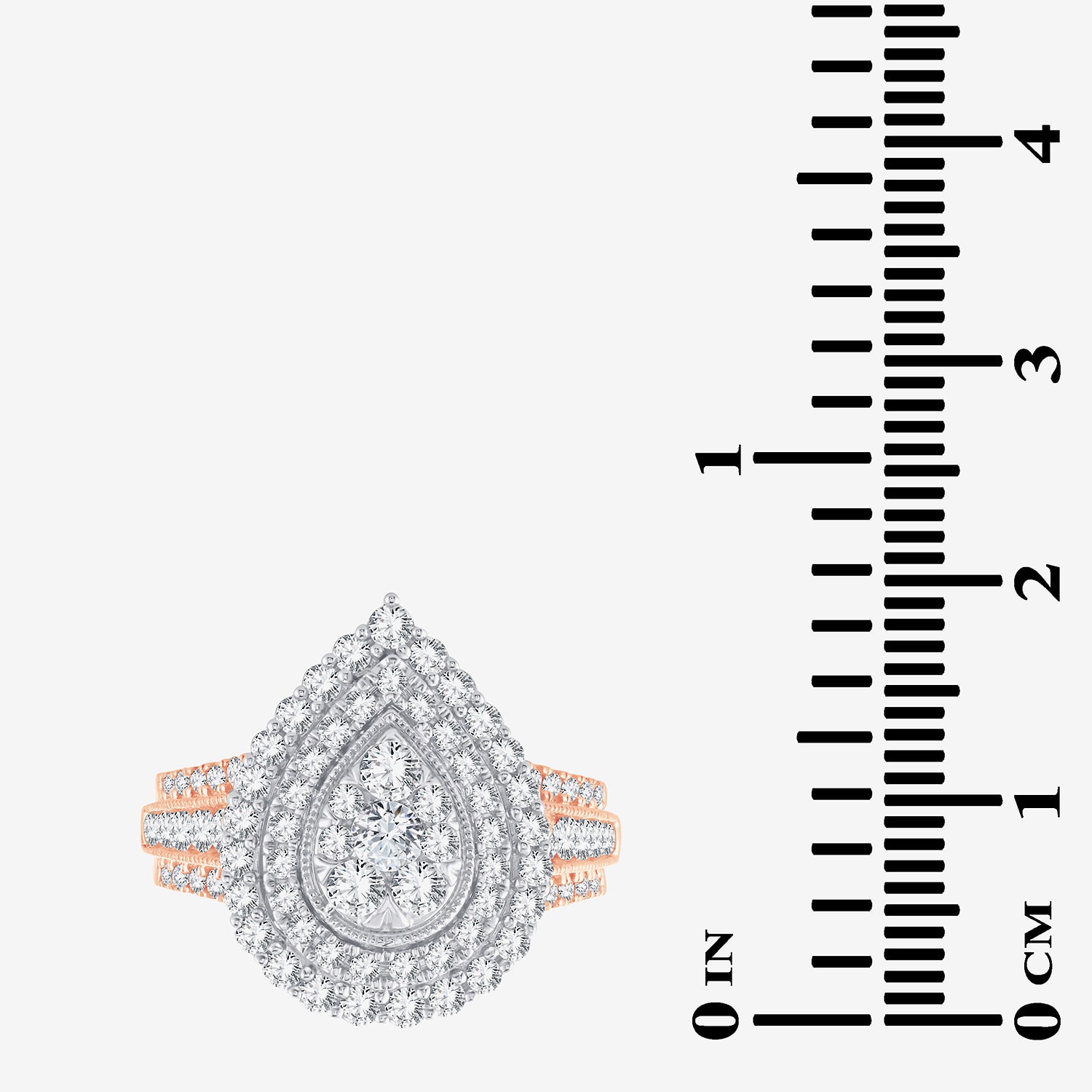 Womens 1 1/2 CT. T.W. Natural White Diamond 10K Gold Pear Halo Engagement Ring