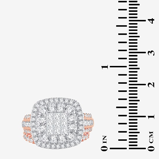 Womens 2 CT. T.W. Natural White Diamond 10K Gold Cushion Halo Bridal Set