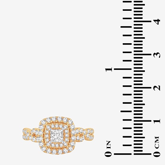 (H-I / Si1-Si2) Womens 1 CT. T.W. Lab Grown White Diamond 10K Gold Cushion Engagement Ring