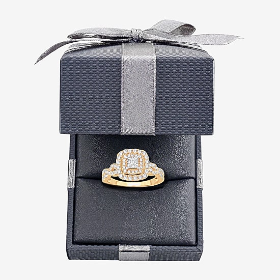 (H-I / Si1-Si2) Womens 1 CT. T.W. Lab Grown White Diamond 10K Gold Cushion Engagement Ring