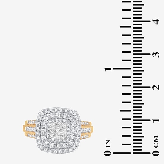 Womens 1 CT.T.W. Natural Diamond Cushion Halo Engagement Ring