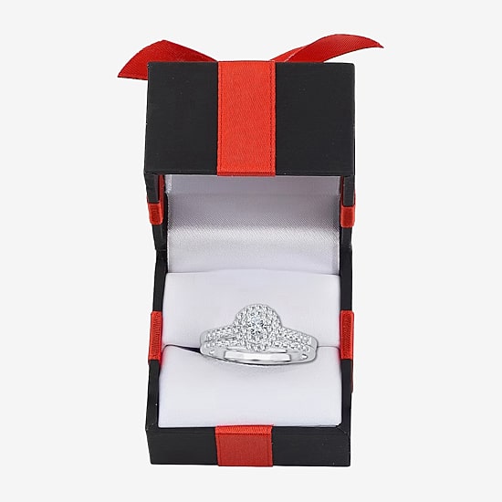 Round 1/2 CT.T.W. Natural Diamond Side Stone Halo Bridal Set in 10K or 14K Gold