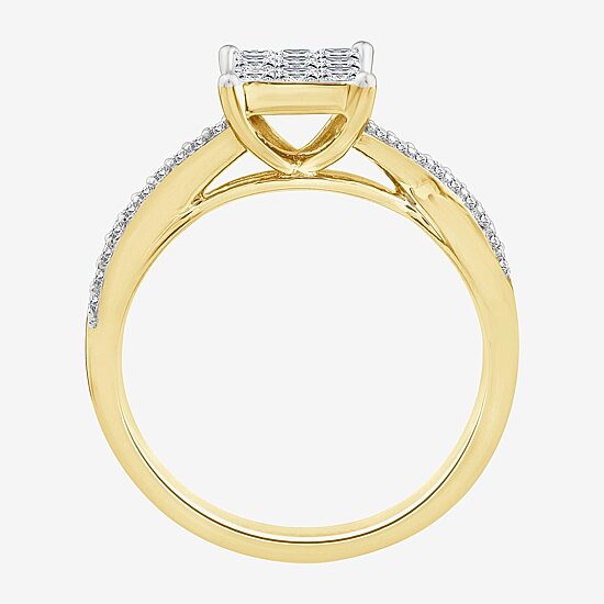 Womens 1/2 CT. T.W. Natural White Diamond 10K Gold Bypass  Engagement Ring
