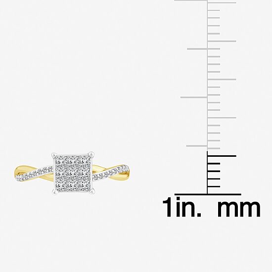 Womens 1/2 CT. T.W. Natural White Diamond 10K Gold Bypass  Engagement Ring