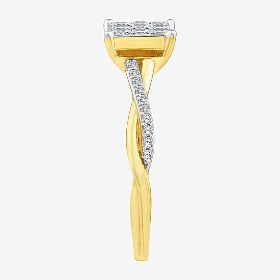 Womens 1/2 CT. T.W. Natural White Diamond 10K Gold Bypass  Engagement Ring