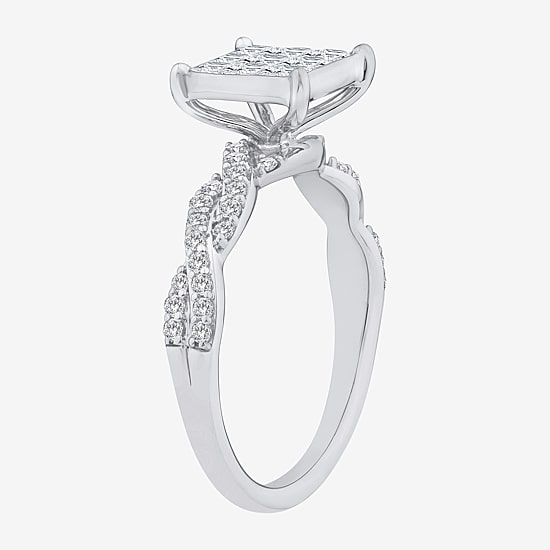 Womens 1 CT. T.W. Natural White Diamond 10K Gold Engagement Ring