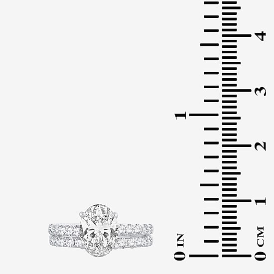 (H-I / SI1-SI2) Signature By Modern Bride Womens 2 1/2 CT. TW. Lab Grown White Diamond in 14K Gold Oval Bridal Set