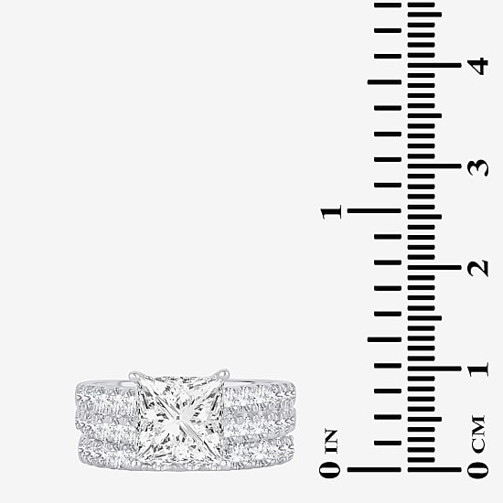 (H-I / SI1-SI2) Signature By Modern Bride Womens 5 CT. T.W. Lab Grown White Diamond in 14K Gold Princess Bridal Set