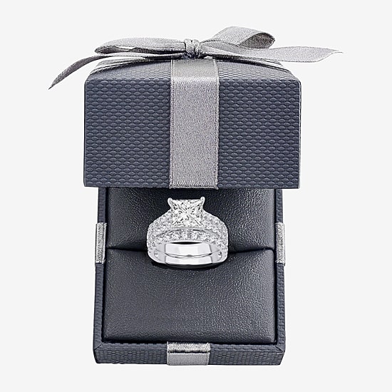 (H-I / SI1-SI2) Signature By Modern Bride Womens 5 CT. T.W. Lab Grown White Diamond in 14K Gold Princess Bridal Set
