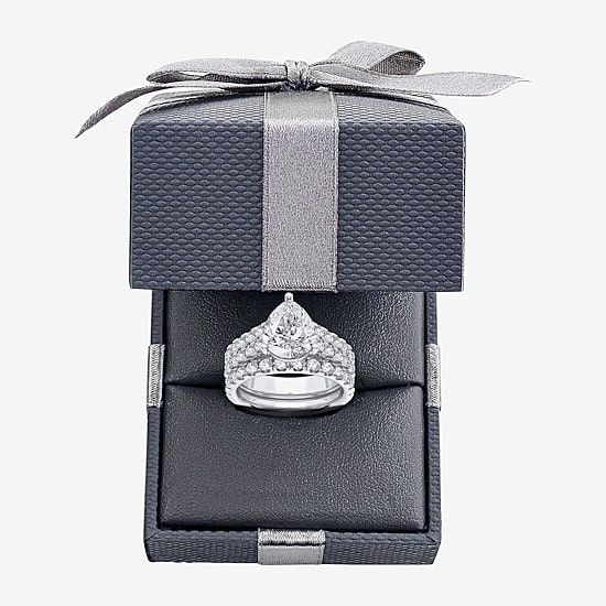 (H-I / SI1-SI2) Signature By Modern Bride Womens 5 CT. T.W. Lab Grown White Diamond in 14K Gold Pear Bridal Set