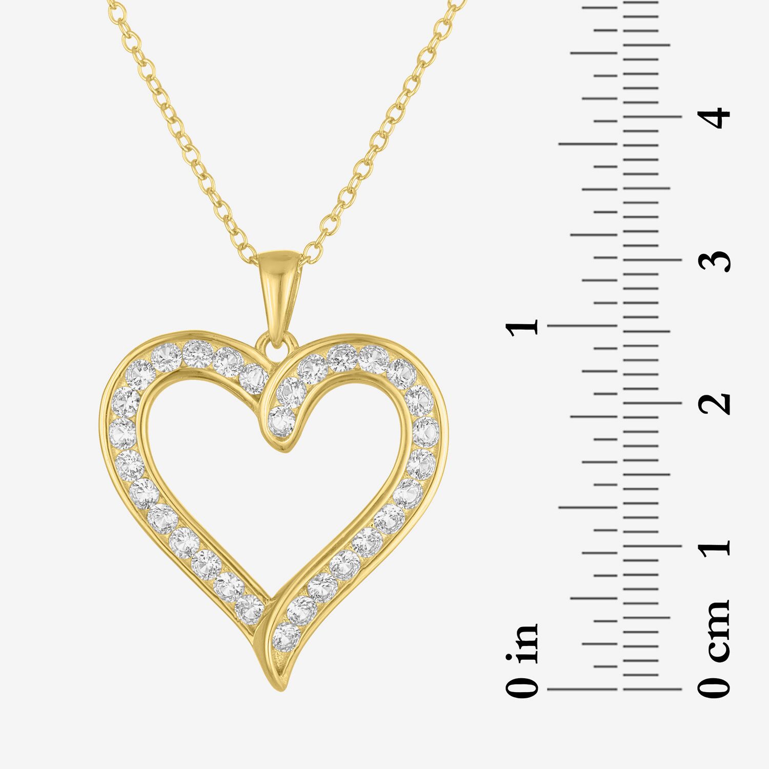 Yes, Please! Womens Lab Created White Sapphire 14K Gold Over Silver Sterling Silver Heart 18 Inch Pendant Necklace