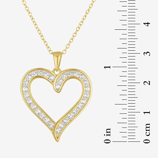 Yes, Please! Womens Lab Created White Sapphire 14K Gold Over Silver Sterling Silver Heart 18 Inch Pendant Necklace
