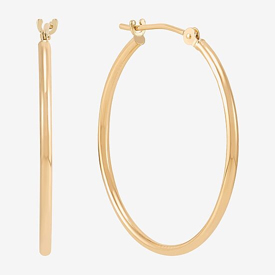 Womens 14K Gold 28mm Round Hoop Earrings