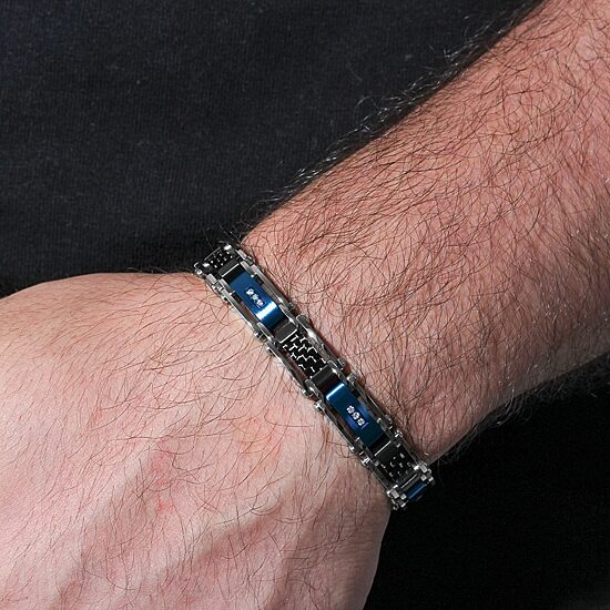 (H / Si2-I1) Mens Stainless Steel Solid 8 1/2 Inch Link Bracelet