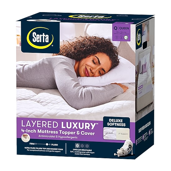 Serta 4" Layered Luxury Memory Foam Mattress Topper